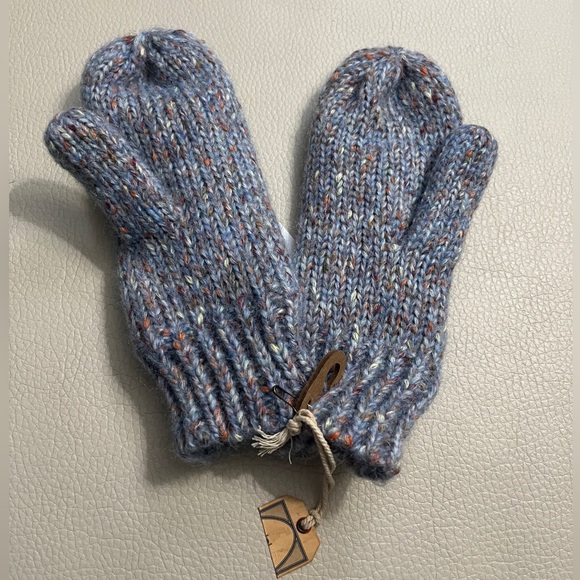 NWT - Fat Face Fleece Lined Wool Blended Ribbed Knit Mittens - Picture 3 of 6